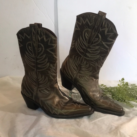 None Shoes - “VINTAGE COWBOY BOOTS” Copper Coloured Leather Ladies.
